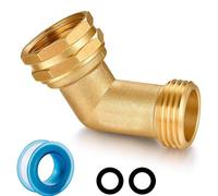 RichVibe Codo de manguera de jardín de latón de 45 grados, rosca GHT de 3/4 pulgadas, mangueras y grifos estándar para exteriores, color dorado, para césped, jardines, caravanas