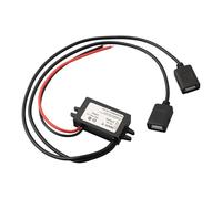 RichVibe Convertidor reductor DC-DC de 12 V, 24 V a 5 V, 3 A, adaptador de cargador para coche con USB dual, vehículos de 12 V/24 V, IP68 impermeable, 91% de eficiencia