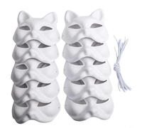 RichVibe Creative DIY Cat - 10 caras de animales de papel blanco para Halloween y proyectos escolares, perfecto para decoración personalizada