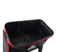 RichVibe Cubo de pesca plegable portátil de EVA Live Fish Box, contenedor de cebo plegable con tapa de malla para pesca en el mar, senderismo, cubo de almacenamiento de agua, color negro, 35 cm