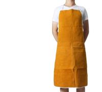 RichVibe Delantal de soldadura de cuero para carpinteros y herreros, babero protector de cuero vacuno con correas ajustables para el cuello y la cintura, 65 x 95 cm, color amarillo