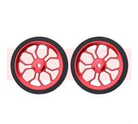 RichVibe Easy Wheels para bicicleta plegable Brompton de aleación de aluminio de 82 mm, juego de ruedas de estacionamiento ligeras con anillo de goma, par de 112 G, negro (rojo)