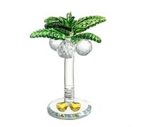 RichVibe Estatua de jardín de árbol de coco simulado con adornos, decoración de césped de cristal blanco y verde, patio junto a la piscina, 15 x 15 x 8 cm