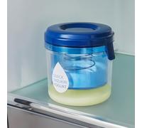 RichVibe Filtro de yogur y separador de suero de leche casera, yogur griego casero, fabricación de leche de soja y queso, 14 x 14 x 15 cm, transparente, con resorte y tapa de doble capa