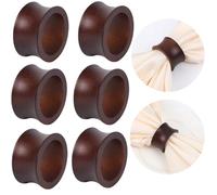 RichVibe Juego de 6 servilleteros de madera, color marrón, rústico, decoración de mesa, cocina, comedor, boda, fiesta, con artesanía natural, 5 x 2,5 cm