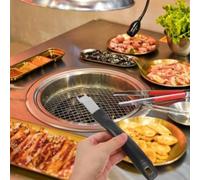 RichVibe Juego de elevador de parrilla de acero inoxidable, paquete de 2, seguro y fácil, para barbacoas de carbón y gas, color negro