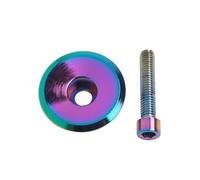 RichVibe Juego de tapa superior y pernos de aluminio para auriculares de bicicleta de 1-1/8 pulgadas, acabado liso de aceite colorido 6061, cubierta ligera para horquillas sin rosca, pieza de repuesto