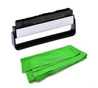 RichVibe Kit de limpieza profesional de vinilo con cepillo de fibra de carbono y paño suave para el cuidado del tocadiscos, juego de limpiador LP sin estática, 11,5 x 3,5 cm