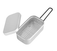 RichVibe Lonchera portátil de aluminio con vaporizador y parrilla para picnic - Kit de cocina ligero al aire libre, para compacto 16,5 x 9,8 x 6,5 cm, negro o plateado, 2 o 4 piezas (2 piezas