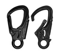 RichVibe Mosquetón en forma de K para escalada al aire libre, 14 x 7 cm, apertura de 2,3 cm, 135, aleación de aluminio, negro, para arnés de seguridad y equipo de rapel