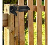 RichVibe Pestillo automático resistente de madera y metal, cerradura de puerta de jardín con diseño de gravedad de autobloqueo, incluye tirador de cable y accesorios de montaje, color negro