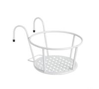 RichVibe Soporte para macetas de balcón, 4 unidades, de hierro blanco, para colgar plantas, soporte de jardín que ahorra espacio, uso en interiores y exteriores, 22 x 15,5 cm