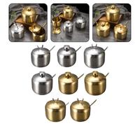 RichVibe Tarro de acero inoxidable con cuchara, recipiente hermético para especias para cocina o restaurante, plata/dorado, 9,5 x 6,5 cm, 10,2 x 7 cm