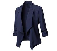 Richymfa Blazer Mujer Corto Blazer Mujer Blanco Casual Oversize Cardigan de Trabajo Mangas Largas Ligeras Chándal Formal Primavera de Ceremonia Ropa Elegante Clásica, De la Marina, 5X-Large