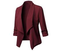Richymfa Blazer Mujer Corto Blazer Mujer Blanco Casual Oversize Cardigan de Trabajo Mangas Largas Ligeras Chándal Formal Primavera de Ceremonia Ropa Elegante Clásica, Vino, L