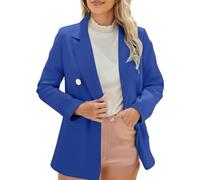 Richymfa Blazer mujer corto elegante blazer mujer negro elegante talla grande vestido de trabajo manga larga color liso cárdigan oficina negocios curvy mono Slim Fit para otoño invierno, turquesa, XXL