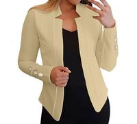 Richymfa Blazer mujer elegante Curvy de ceremonia Blazer Mujer Corto Abierto Delante Tailleur Chaqueta Formal Slim Fit Chaqueta de Trabajo Color Sólido Ropa para Oficina Negocios Bodas y Fiestas