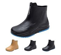 Richymfa Botas de goma para hombre elegantes a prueba de viento, botas de senderismo impermeables acolchadas zapatos de trabajo al aire libre Ankle Boot Walking color sólido botas de lluvia hombre de