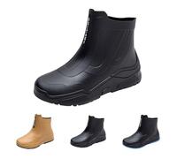 Richymfa Botas de goma para hombre elegantes a prueba de viento, botas de senderismo impermeables acolchadas zapatos de trabajo al aire libre Ankle Boot Walking color sólido botas de lluvia hombre de