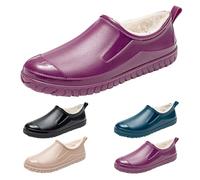 Richymfa Botas de goma para mujer, impermeables, elegantes, cálidas, resistentes al viento, altura media, botas de trabajo resistentes, cómodas y acolchadas, botas bajas de colores, Violetta, 36 EU