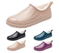 Richymfa Botas de goma para mujer, impermeables, elegantes, cálidas, resistentes al viento, altura media, botas de trabajo resistentes, cómodas y acolchadas, botas bajas de colores, verde caqui, 41 EU