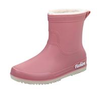 Richymfa Botas de goma para mujer para lluvia impermeables ligeras, botines cálidas antideslizantes de color liso botines al aire libre resistentes Ankle Boot de trabajo bajas botas de agua de