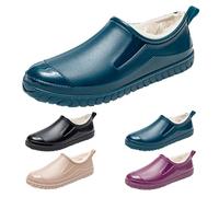 Richymfa Botas de lluvia para mujer, antideslizantes, ligeras, zapatos de pelo impermeables moda botín plano cómodas jardinería zapatos de trabajo cómodas botas mujer invierno coloridos, Verde, 37 EU