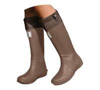Richymfa Botas de lluvia para mujer, de goma, elegantes, cortavientos, impermeables, acolchadas, botines al aire libre de trabajo Chelsea Boots de color liso, botines de altura media, botas negras