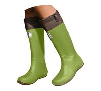 Richymfa Botas de lluvia para mujer, de goma, elegantes, cortavientos, impermeables, acolchadas, botines al aire libre de trabajo Chelsea Boots de color liso, botines de altura media, botas negras