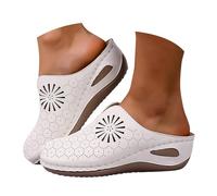 Richymfa Chanclas ortopédicas mujer cómodas elegantes zapatillas cerradas verano antideslizantes zapatos soporte arco transpirable casual sandalia caminata ligeras zapatillas goma playa casa vintage