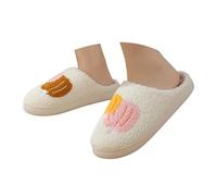 Richymfa Chanclas peludas mujer invierno cálidas, pantuflas de Halloween ligeras planas zapatos fantasma impresión Slip on Slippers otoño antideslizantes zapatillas invitados regalo para mujer y