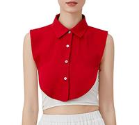 Richymfa Cuello falso mujer, falso cuello blusa clásica cuello desmontable mujer camisa elegante davantino blusa puño cuello Dickey solapa falso para mujeres niñas decorativas favores, rojo, Talla