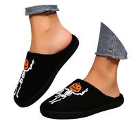 Richymfa Pantuflas de invierno para mujer, peludas, pantuflas de Halloween para mujer, peluches, zapatos de casa, suaves, de algodón, unisex, zapatillas ligeras y elegantes para familia, C, 44 EU