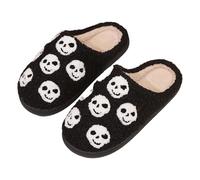 Richymfa Pantuflas de invierno para mujer: zapatillas de calabaza Halloween antideslizantes Slip on Slippers Ghost impresión divertidas Slide peludas suaves zapatillas unisex zapatillas de invierno