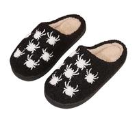 Richymfa Pantuflas de invierno para mujer: zapatillas de calabaza Halloween antideslizantes Slip on Slippers Ghost impresión divertidas Slide peludas suaves zapatillas unisex zapatillas de invierno