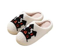 Richymfa Pantuflas de mujer cerradas de invierno de casa: zapatillas de Halloween antideslizantes esponja zapatillas Pumpkin algodón Slippers otoño suave zapatilla par regalo para mujer y hombre, E