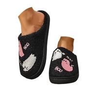 Richymfa Pantuflas de mujer cerradas de invierno de casa: zapatillas de Halloween antideslizantes esponja zapatillas Pumpkin algodón Slippers otoño suave zapatilla par regalo para mujer y hombre, F