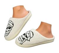 Richymfa Pantuflas de mujer y hombre, de invierno, de peluche, zapatillas de Halloween ligeras Slip on zapatos Pumpkin planos Slip pers cómodos suaves slide unisex zapatillas mujer zapatos, Color