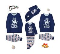 Richymfa Pijama Navidad Familia a juego elegante, pijamas navideños familia invierno manga larga Top y pantalones Santa Pijamas de pareja Navidad Pyjamas de Año Nuevo para mujer hombre niños, turquesa