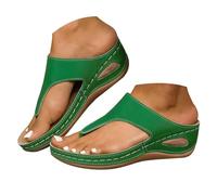 Richymfa Sandalias de mujer con cuña elegantes Flip Flop Chanclas Ortopédicas con Tacón Bajos Cómodas Sandalia de Caminata Abierta Verano Chanclas de Casa Zapatillas Suave Casual para Mar Ducha Baño