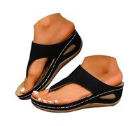 Richymfa Sandalias de mujer con cuña elegantes Flip Flop Chanclas Ortopédicas con Tacón Bajos Cómodas Sandalia de Caminata Abierta Verano Chanclas de Casa Zapatillas Suave Casual para Mar Ducha Baño