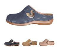 Richymfa Sandalias de mujer con cuña ligeras sandalias cerradas elegantes suaves zapatillas soporte arco antideslizante de piel zapatillas caminata cómodas sandals vintage para natación playa al aire