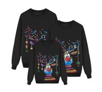 Richymfa Sudadera Familia Navidad Camiseta Manga Larga Sin Capucha Sudadera Navidad Papá Familia Moda Camisetas con Estampado Reno Cómodo Jersey Navidad para Niños Mujer Hombre, Negro , 5-6 anni