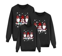 Richymfa Sudadera Navidad Familia Set - Sweatshirt sin Capucha Manga Larga Sudadera Navidad Papá Familia Coordinadas Camisa Reno Rojo Suave Camiseta Navideña para Niños Mujer Hombre, Negro , 5-6