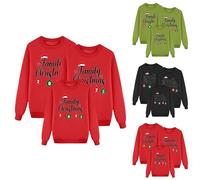 Richymfa Sudaderas navideñas Familia - Jersey de manga larga cuello redondo sudadera de Navidad Papá Familia Casual Suéter con estampado de reno Moda Camiseta Navidad Suéter de Navidad Mujer Hombre