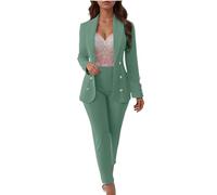 Richymfa - Traje Elegante para Mujer, Conjunto de Pantalones y Chaqueta para Ceremonia, Traje de Negocios con Botón, Conjunto Completo de Dos Piezas para Bodas y Fiestas, Gn1, s
