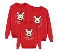Richymfa Trío de Sudaderas Familia Navidad 2025, Camisa Navideña Manga Larga Suave Suéter Navidad Personalizada Juego de Sudaderas Navideñas Parejas Rojas Casual Camiseta para Niños Mujer Hombre, rojo