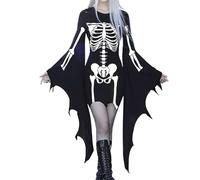 Richymfa - Vestido gótico para mujer, Halloween, carnaval, talla grande, medieval, gótico, para mujer, con cordones, elegante, vestido de cóctel y manga dolman, vestido de fiesta con curvas y