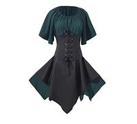 Richymfa - Vestido para mujer gótico delgado para mujer, vestido medieval de encaje elegante, vestido de ceremonia manga mariposa, vestidos de fiesta de gran tamaño, trajes de media edad victoriana