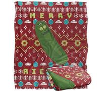RICK AND MORTY Blanket, 152 x 127 cm Merry Pickle Rickmas Ugly Christmas Sweater Silky Touch Super Soft Throw Blanket